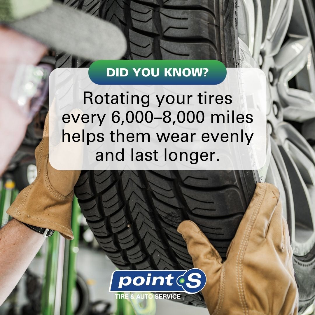 Even wear = longer life. 🛞 Rotate your tires every 6,000–8,000 miles and drive with confidence all year long.

#SafetyFirst #PointS #CarMaintenance #NoStress #TireRotation