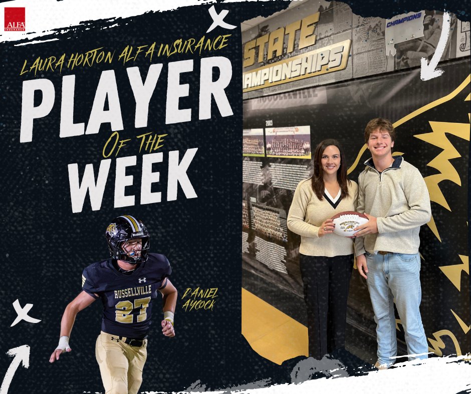 Congratulations to Daniel Aycock for being named the Laura Horton Alfa Insurance Player of the Week for the Priceville game!!