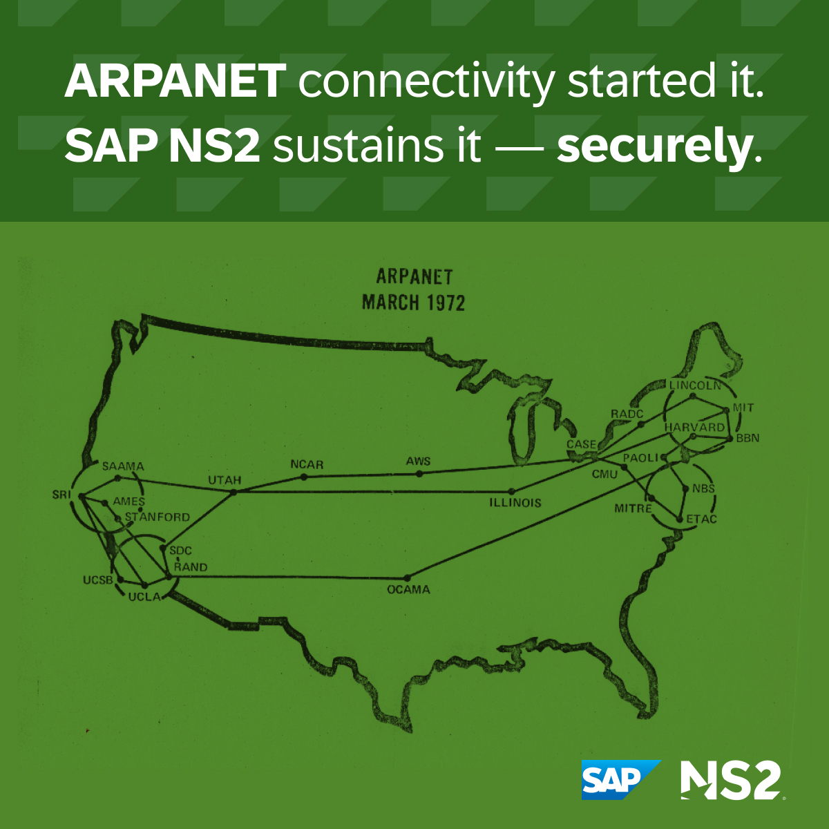 SAPNS2's tweet image. Before in-memory databases, secure cloud platforms, or AI, there was a simple connection between two computers. On this day in 1969, UCLA and Stanford Research Institute established the first ARPANET connection—sparking the digital revolution we live in today.

#SAPNS2 #ARPANET