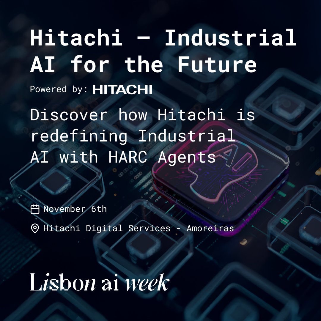 ⚙️The next wave of #IndustrialAI is here. Join “Hitachi – Industrial AI for the Future” by <a href="/Hitachi/">Hitachi</a> Digital Services on Nov 6 at Amoreiras. Discover how #AgenticAI &amp; HARC Agents are redefining safety, trust &amp; autonomy across industries. 🔗 hitachids.com/events/hitachi…