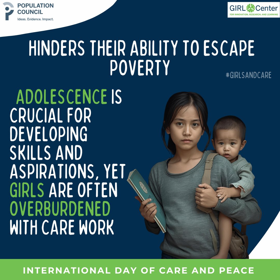 GIRLCenterPC's tweet photo. Unequal care responsibilities start early—and shape girls’ futures.
Recognizing and redistributing unpaid care isn’t just fair policy, it’s smart policy.
#InternationalDayOfCare #CareEconomy #GirlsAndCare https://t.co/coVU1mxt9E