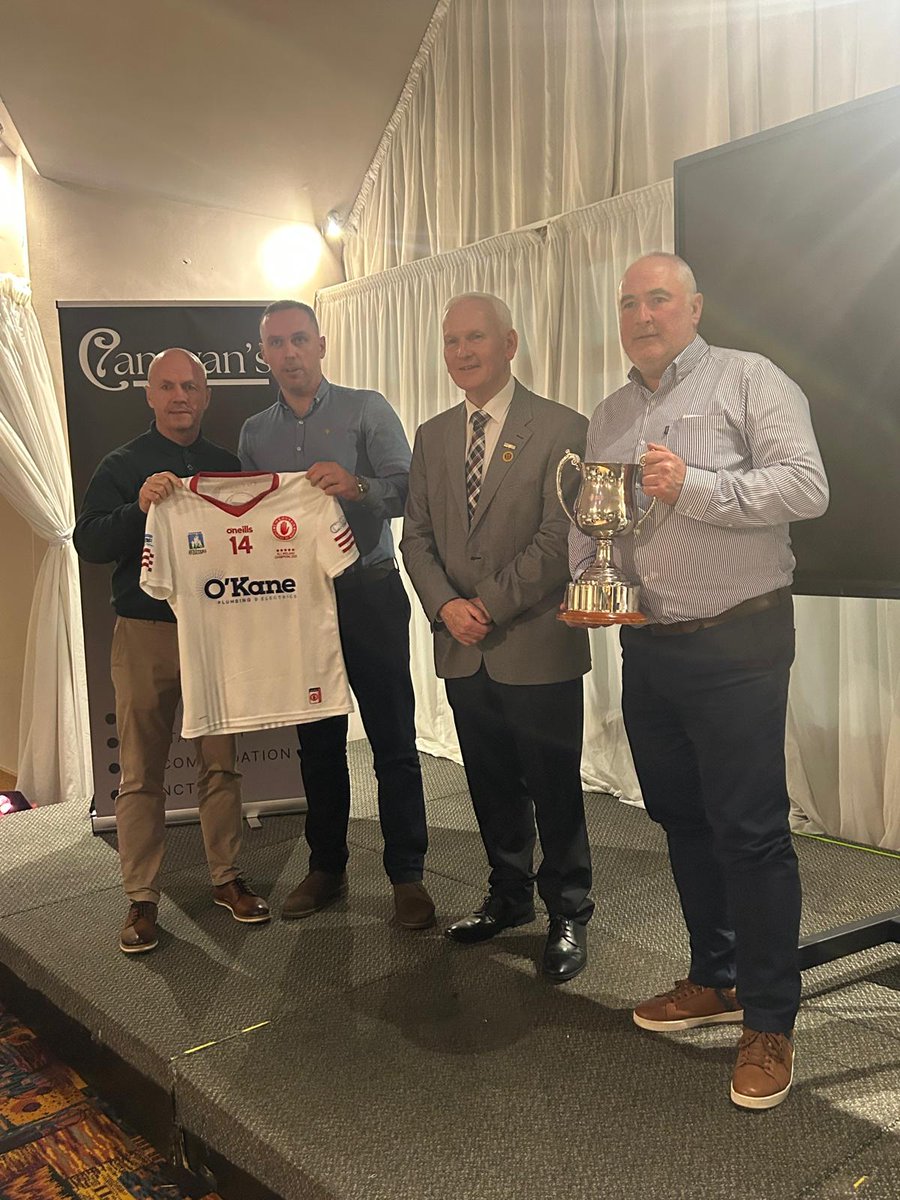 teamtalkmagLIVE's tweet photo. Michael Anderson @AghyaranGFC receives his jersey and All Ireland Medal at the  @tyrone_masters Presentation night in Canavans.
@TyroneGAALive https://t.co/2LkSV4qwLq