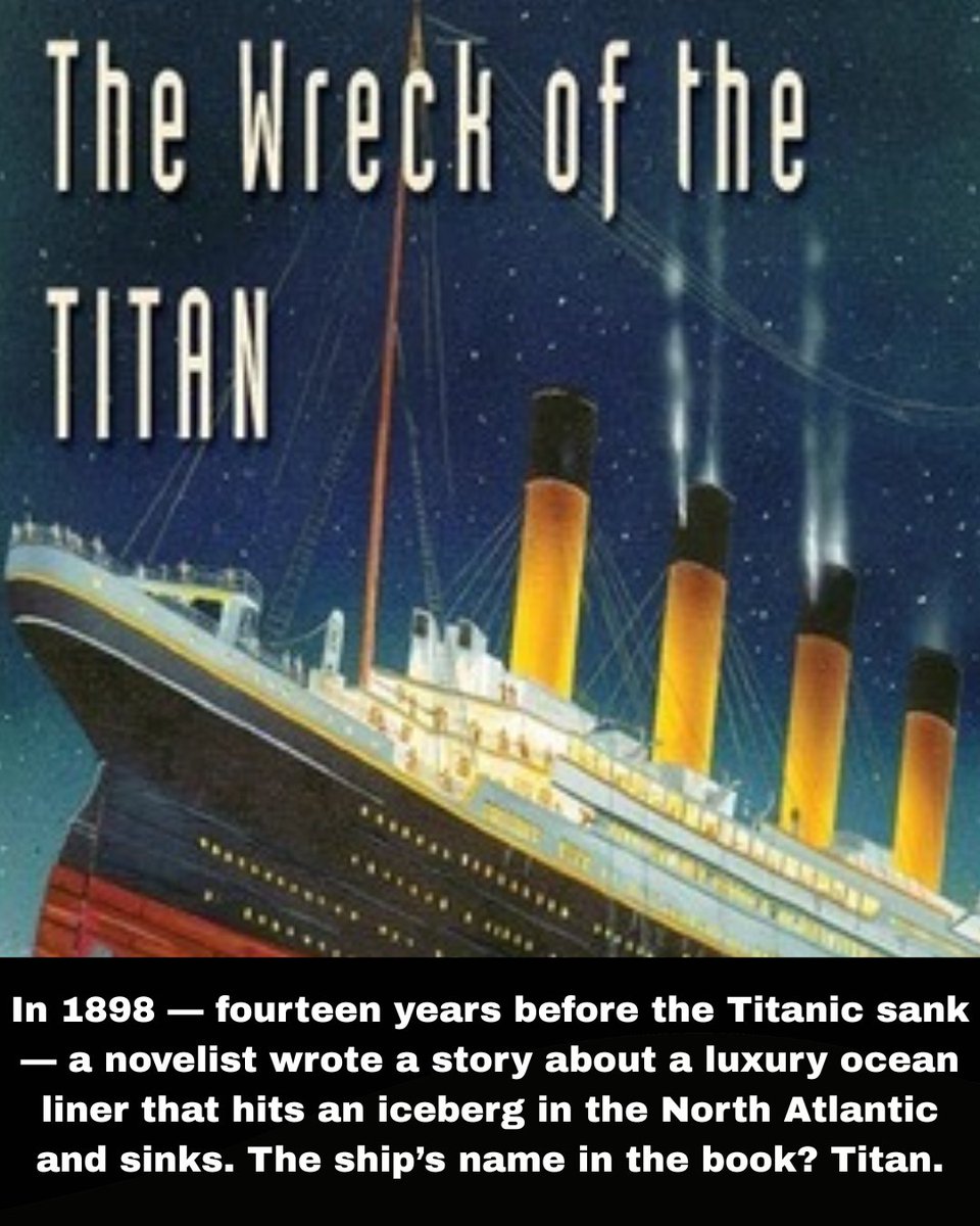 MystFacts's tweet photo. In 1898, author Morgan Robertson published a novella titled Futility: Or, The Wreck of the Titan. The story told of the Titan, the largest ship ever built — a supposedly “unsinkable” luxury liner that strikes an iceberg in the North Atlantic on a cold April night. With too few lifeboats, most passengers perish in icy waters. Fourteen years later, the Titanic would meet the same fate — almost detail for detail.

The similarities are eerie: both ships were about 800 feet long, both struck an iceberg on their maiden voyages, both traveling at around 22–25 knots, both carrying about 2,000 people, and both lacking sufficient lifeboats. Robertson’s fictional ship even sank roughly 400 nautical miles from Newfoundland, the same general area where the Titanic would go down.

After the Titanic disaster in 1912, Futility was rediscovered and hailed as prophecy. Robertson denied any supernatural foresight, claiming he simply knew the maritime industry well. Still, his chillingly accurate tale stands as one of the strangest coincidences in literary and real-world history — fiction that became fate.