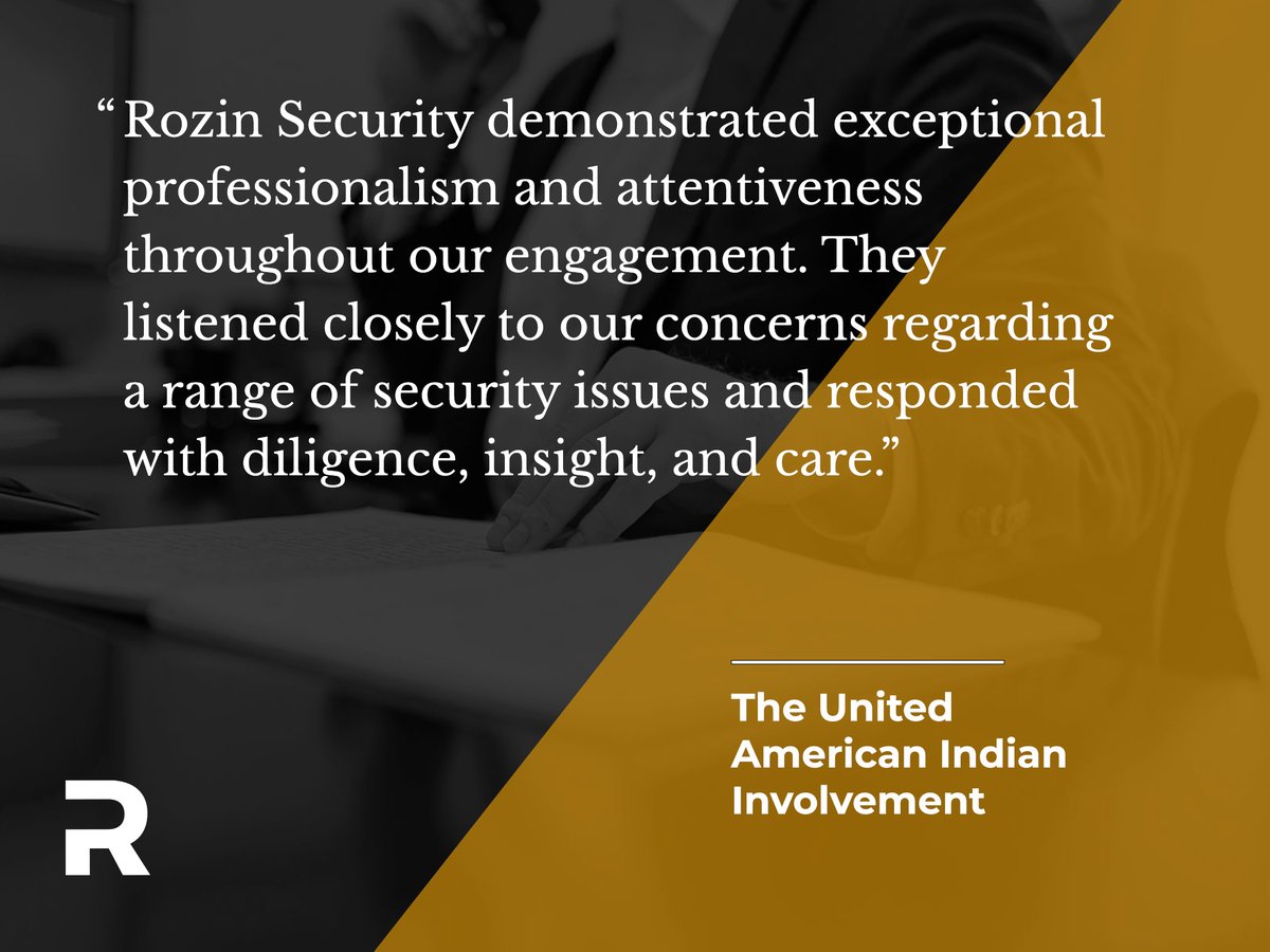 Rozin_Security's tweet image. Here is what our clients are saying about Rozin Consulting Services! #RozinSecurity #SecurityConsulting #ConsultingExperts #RiskAssessment