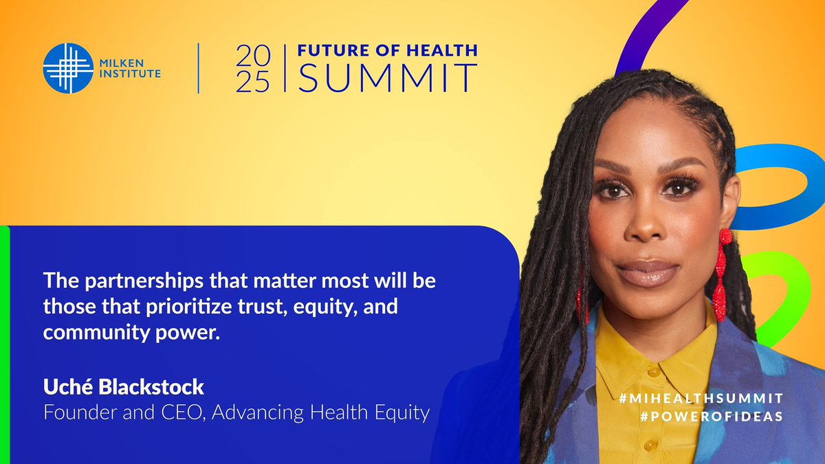 uche_blackstock's tweet photo. Honored to join the @MilkenInstitute’s #PowerOfIdeas series ahead of the #MIHealthSummit next week.
My essay,
“The Power of Partnership,”
explores how community health workers build trust—and how real health innovation starts with relationships, not just resources. #MIGlobal https://t.co/sBkfsYloG0