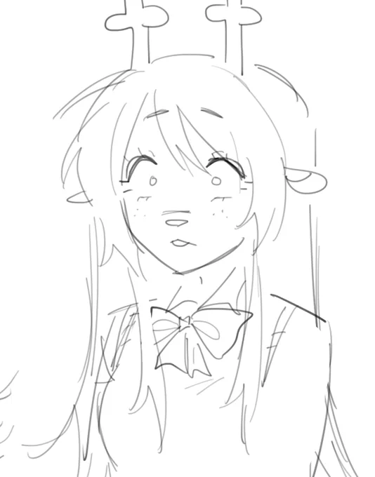 noelle if i drew her with straight hair. she looks like a real goober 
