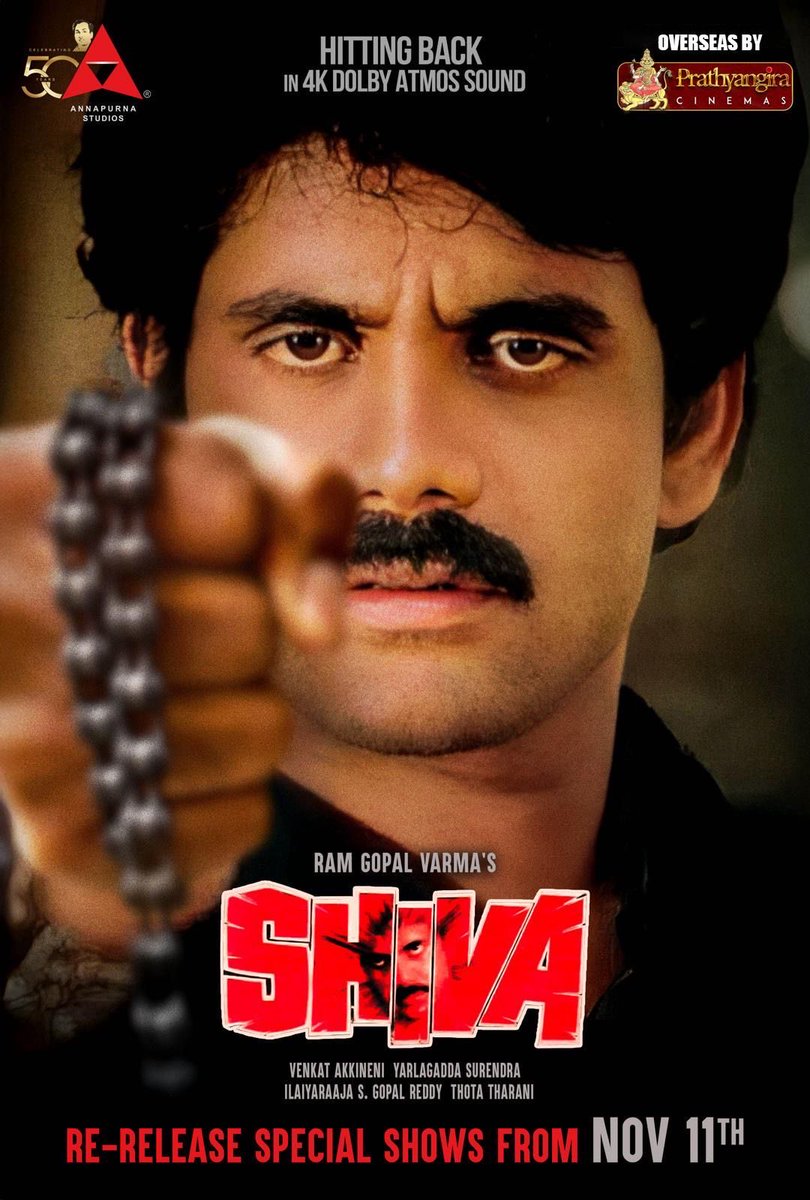 PrathyangiraUS's tweet photo. Okka sound chalu… repu theatre motham lo shake ayipotundi!🔥
The revolution returns louder, bolder, and mightier than ever!

King @iamnagarjuna and @RGVzoomin's PATH BREAKING FILM #SHIVA 💥

Re-release special shows from Nov 11th.

Overseas by @PrathyangiraUS 

#AkkineniAmala @ilaiyaraaja @AnnapurnaStdios