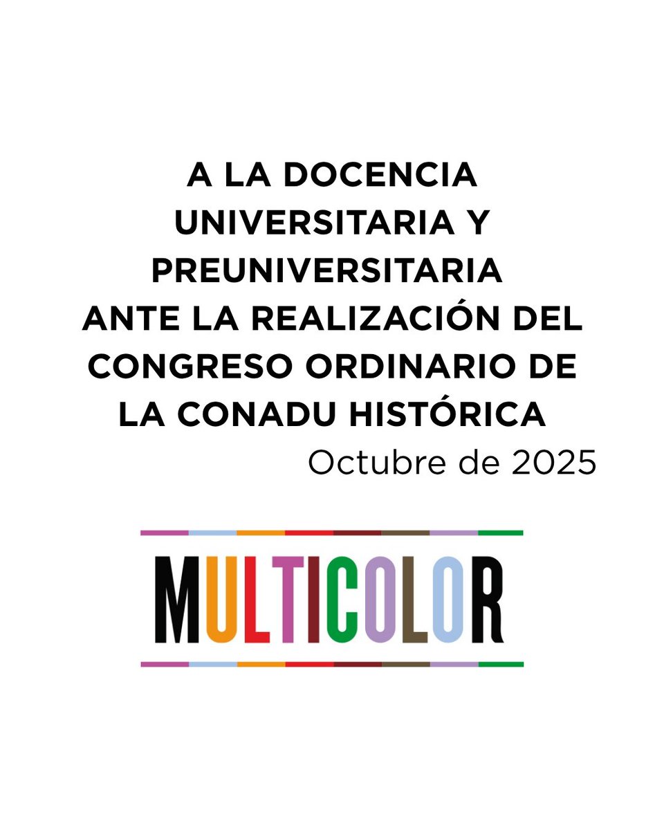Lee el documento de la Multicolor ante la realización del Congreso Ordinario de la CONADU Histórica

naranjadocentesuniversitarios.org/notas/docencia…
