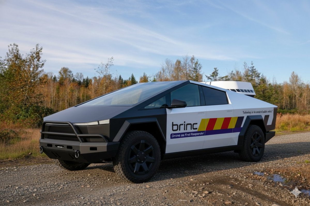 Tech_Dad89's tweet image. I had #Grok mock up a couple @BrincDrones #Cybertruck demos haha