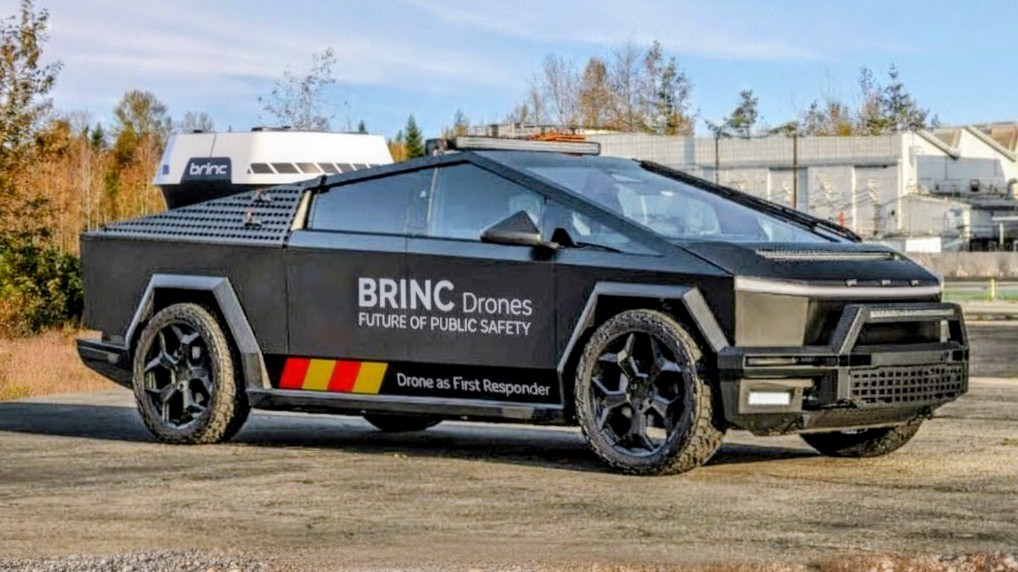 Tech_Dad89's tweet image. I had #Grok mock up a couple @BrincDrones #Cybertruck demos haha