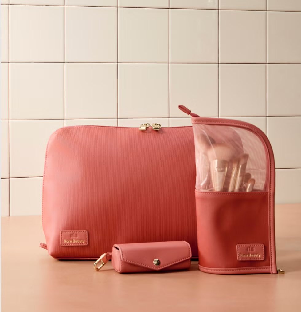Selena Gomez and Shay Mitchell are dropping a Béis &amp; Rare Beauty Collection Collab. The collabs includes a  Brush Pouch, a large Cosmetic Pouch and a Blush Case. It will drop online on November 3rd!