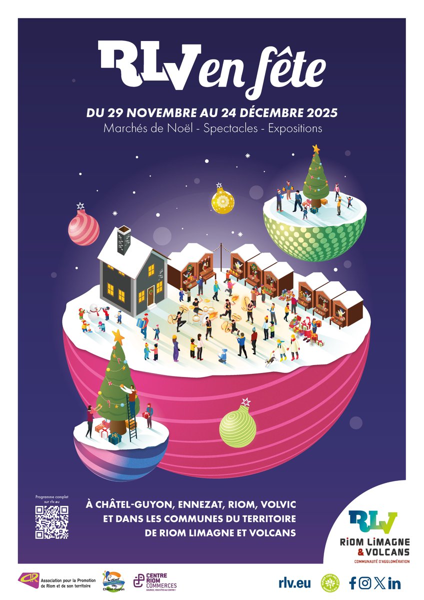 #RLVenFête | ✨ Tout le mois de décembre, Riom Limagne et Volcans se pare de ses animations de Noël pour offrir à ses habitants et visiteurs une période féérique à vivre en famille ou entre amis 🎅

Programme complet ici 👉 rlv.eu/rlv-en-fete