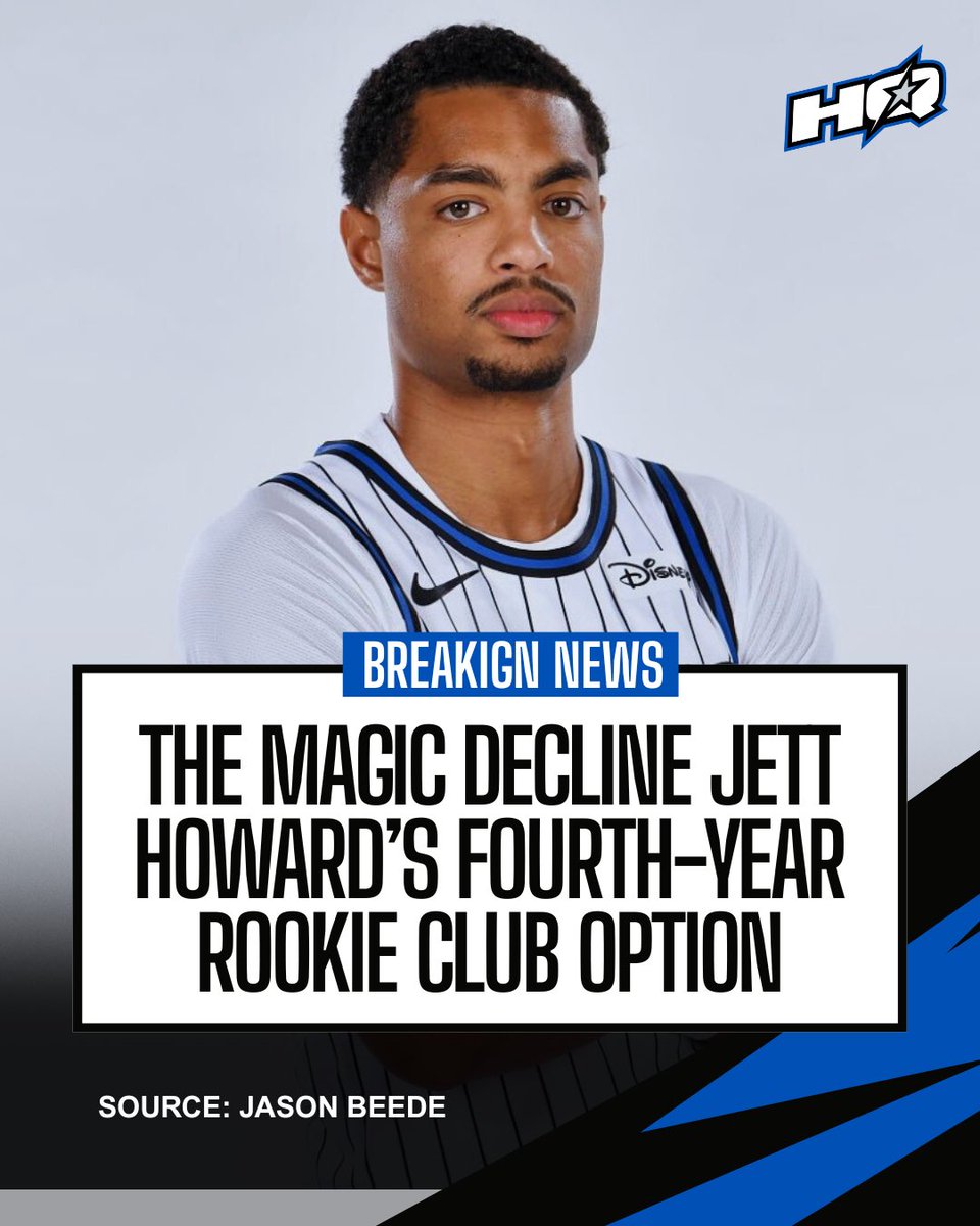 OMagicHQ's tweet image. The Magic are declining guard-forward Jett Howard’s fourth-year rookie club option worth $7.3 million in 2026-27.  Howard will be an unrestricted free agent in the upcoming offseason. The deadline to make a decision was Oct. 31.

How do you feel about the decision? Is this the…