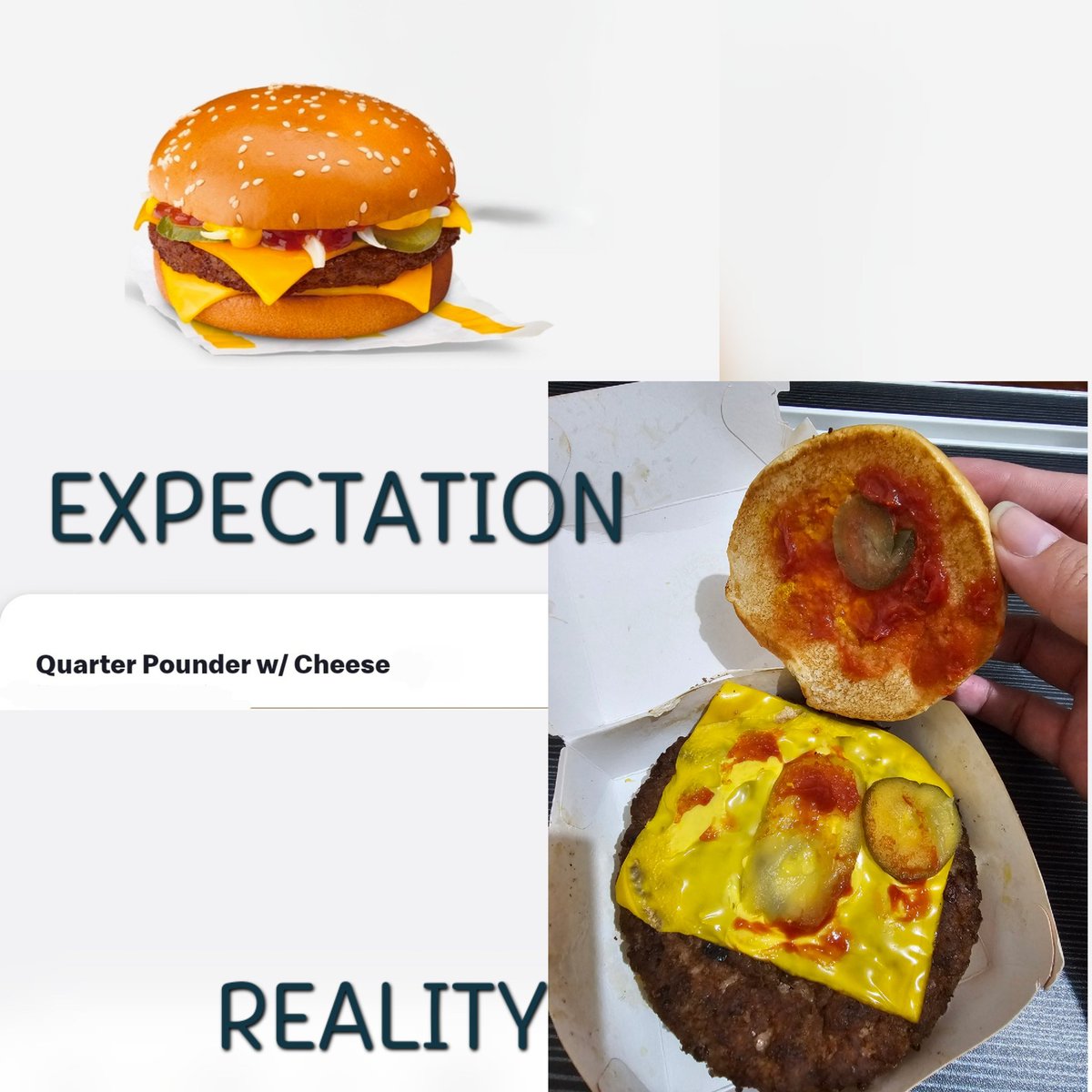 itsjoycesaints's tweet photo. SRSLY, MCDO? QUARTER POUNDER NA 'TO?
DI KAYA KAYO KARMAHIN DITO? 🤷‍♀️🙅‍♀️
@McDo_PH @McDonalds 
#Mcdo #fail https://t.co/vVSqGTTO5b