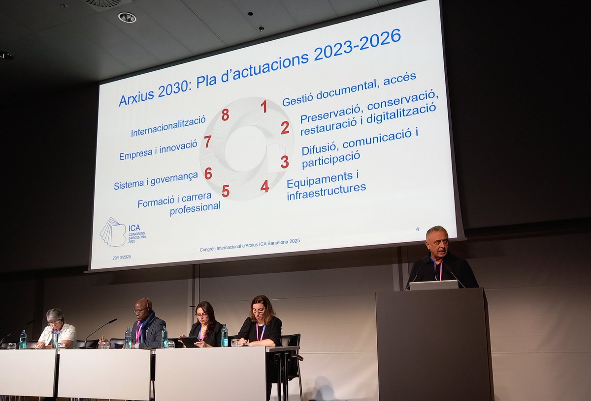 Presentació del Pla d'arxius i gestió documental. Arxius2030 per Jaume Sardà,  coordinador del Pla.
<a href="/patrimonigencat/">Patrimoni cultural</a> <a href="/ICABcn2025/">International Archives Congress ICA Barcelona 2025</a>