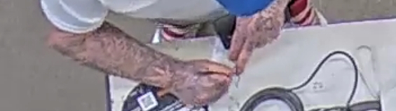 We’re hoping someone recognizes the man in the mask with distinctive tattoos. He’s a suspect in a counterfeit check case at Home Depot and was with the woman shown at the counter. Contact Detective Randall at 405-359-4447 or text 405-625-8398. Reference case #2025-00067268.