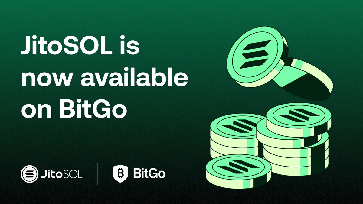 Happy to announce JitoSOL is now available on BitGo! 🎉 

Institutions can stake and unstake directly from custody or self-custody hot wallets, while maintaining access to Solana DeFi and benefiting from BitGo’s trusted security and infrastructure.

x.com/BitGo/status/1…