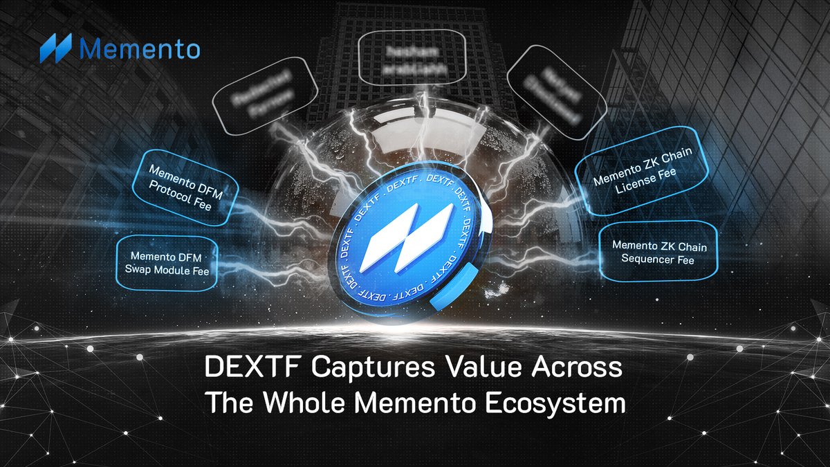 A token that directly captures value from institutional blockchain adoption in an institutions-driven cycle! 🏛️

... That is $DEXTF! 

ALL revenue streams in the Memento ecosystem will drive $DEXTF value. Not some. Not most. ALL of them.

1⃣  Memento ZK Chain Sequencer Fee
2⃣