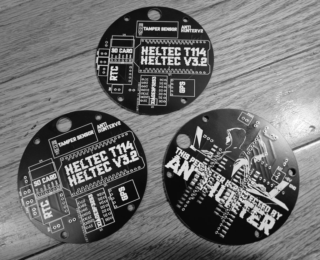 big thanks to the antihunter team! cannot wait to test this project sick pcbs too. <a href="/LukeSwitzer_/">Lμke Swi☨zer 🅅</a> <a href="/SirhaXalot_/">SirHaXalot</a>