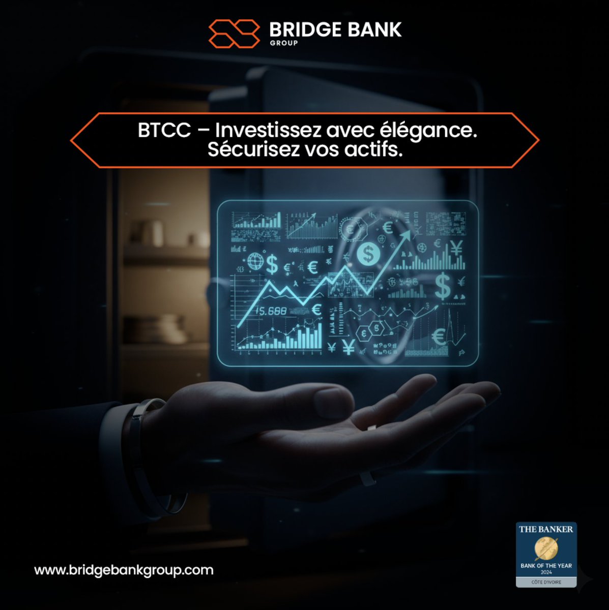 Gérez et valorisez vos placements en toute sécurité avec la BTCC de Bridge Bank Group.

Faites fructifier vos actifs en toute sérénité.

#BridgeBankGroup #BTCC #ConnectonsNosAmbitions
