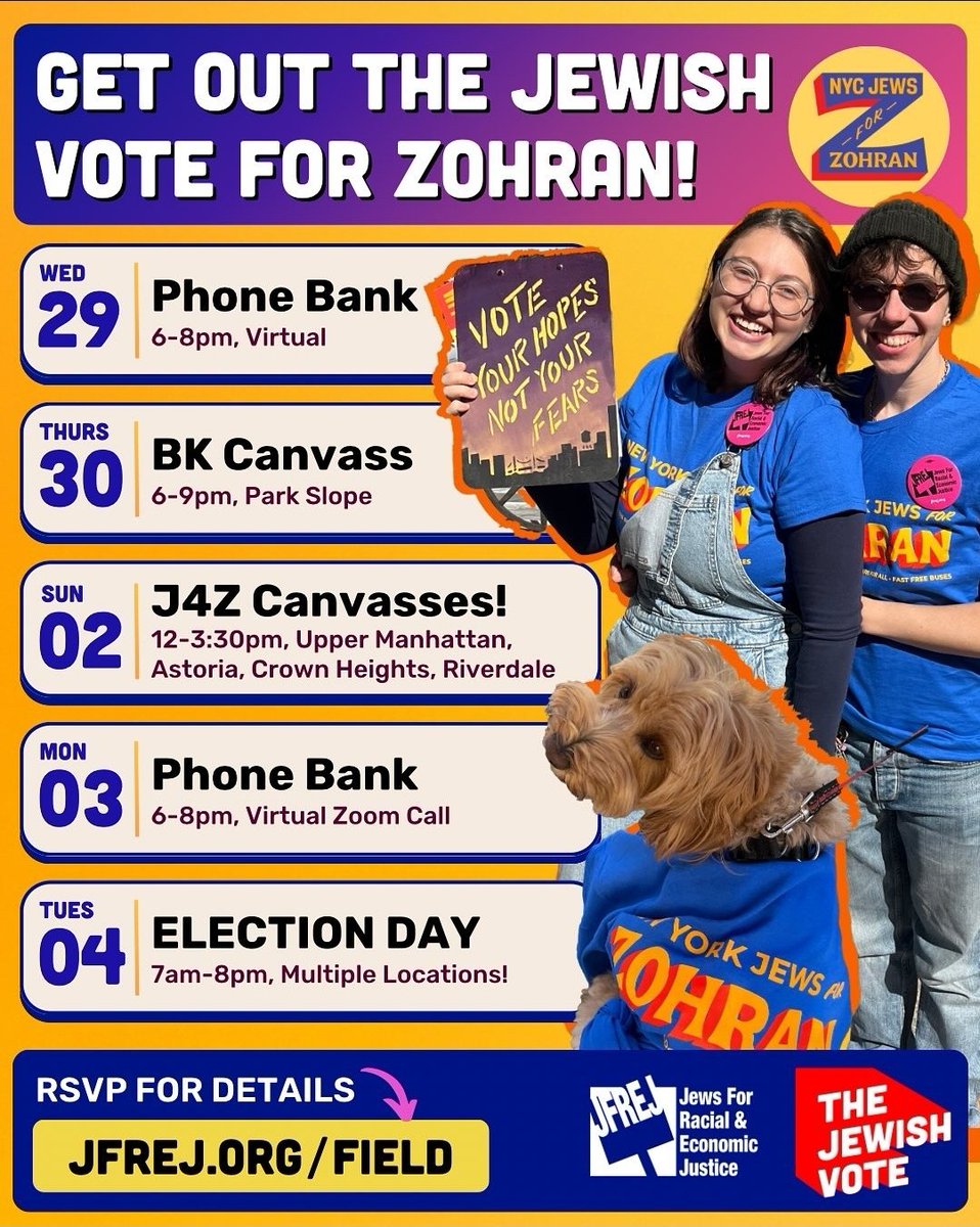 AbbyChavaStein's tweet image. 5 more opportunities to #GetOutTheVote with Jews for Zohran!

Sign up at jfrej.org/events/results…