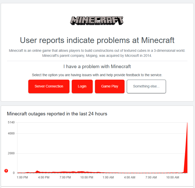 itiswattles's tweet photo. uh oh looks like minecraft is down right now 😅 anyone else unable to login??? https://t.co/K4HbfhGrKW