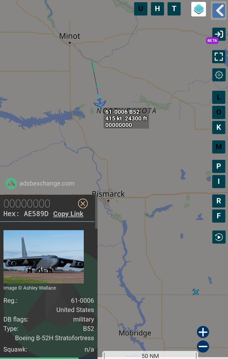 sipjack1776's tweet photo. B-52H 
#AE589D/61-0006
Tracking S out of Minot AFB 
@Borrowed7Time @JasonZicker @MRAIDANya @Saint1Mil https://t.co/3ZNj3twlOG