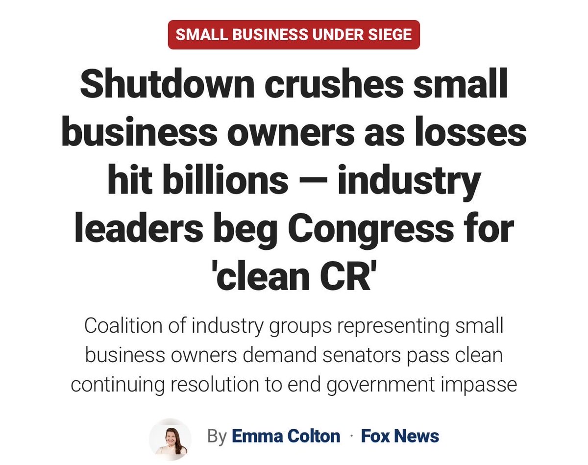 Jim_Jordan's tweet photo. Chuck Schumer is killing American small businesses because of his shutdown. https://t.co/gwmEMvQ4nk