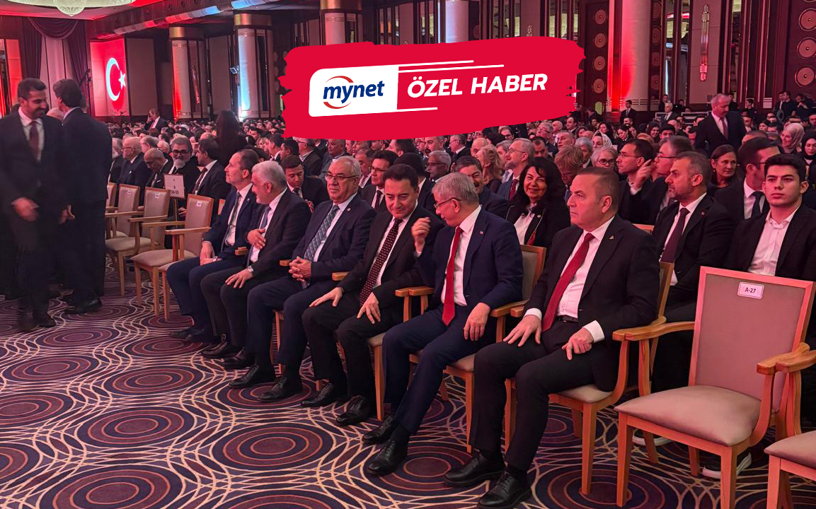 MYNET ÖZEL | 29 Ekim Cumhuriyet Bayramı dolayısıyla Cumhurbaşkanlığı Külliyesi'nde düzenlenen resepsiyona Deva Partisi Genel Başkanı Ali Babacan, Gelecek Partisi Genel Başkanı Ahmet Davutoğlu, Yeniden Refah Partisi Genel Başkanı Fatih Erbakan da katıldı. CHP, İYİ Parti ve DEM