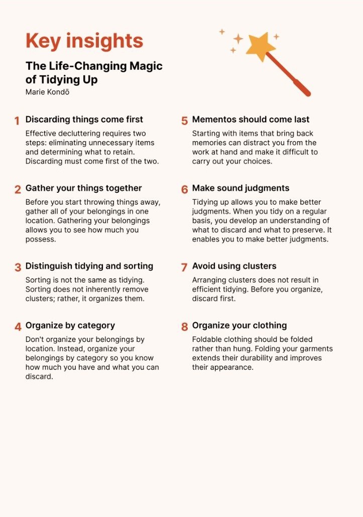 BookBriefsHQ's tweet photo. 📘 The Life-Changing Magic of Tidying Up: The Japanese Art of Decluttering and Organizing
✍️ Marie Kondo
#BookSummary #KeyInsights https://t.co/zXqD0vcgig