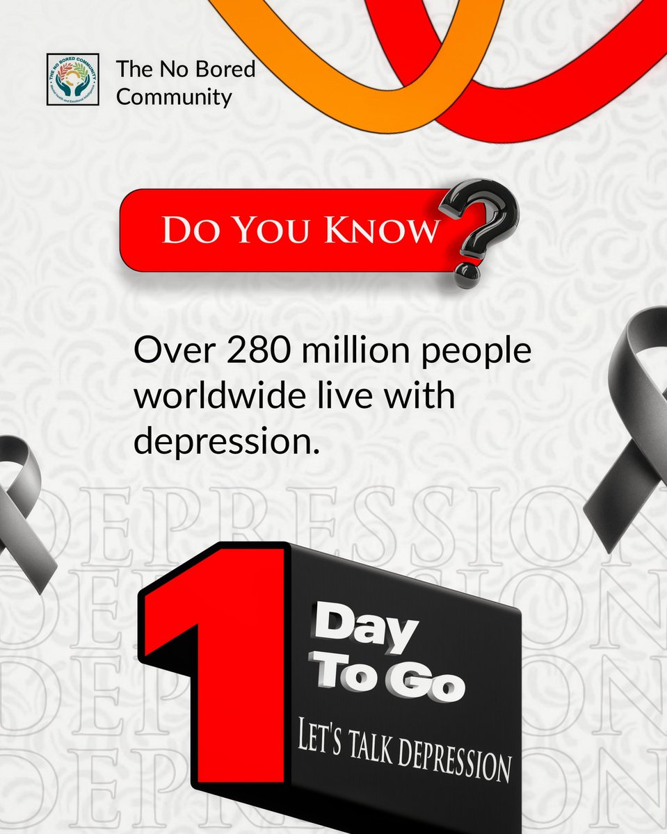 noboredcomunity's tweet image. Set a reminder for our upcoming Space!
 x.com/i/spaces/1OdKr…

Let’s Talk Depression 😔: Understanding 👨‍⚕️, Coping 🍎 &amp;amp; Healing ❤️🏥

Thursday, 30 October 2025: 6pm - 7pm

See you there! ❤️🍎👨‍⚕️🏥🚑

Share across your social media to help and invite somebody 🙏❤️