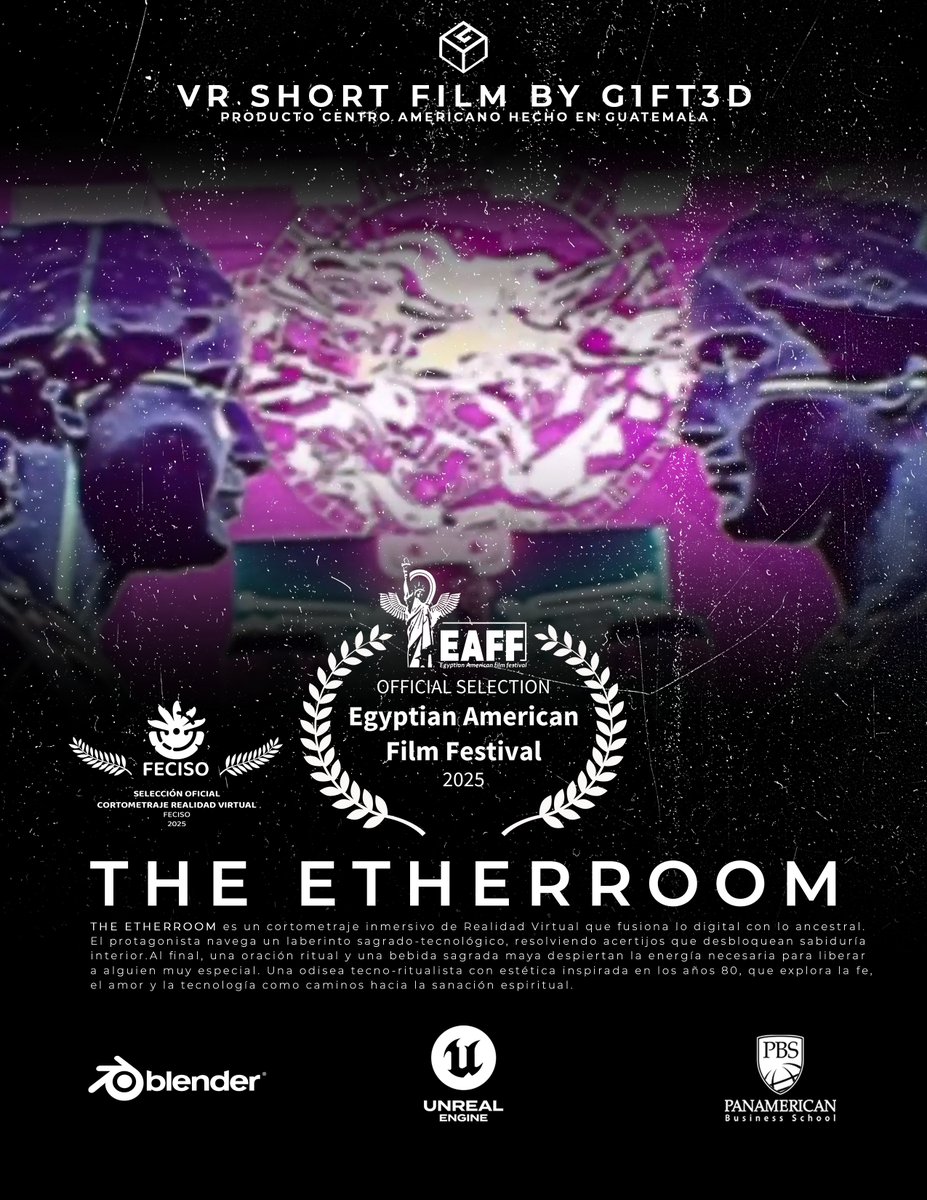 The Etherroom es SELECCIÓN OFFICIAL para el 5°  Egyptian American Film Festival (EAFF) en la categoría Mobile Short and Animation, Enorme orgullo participar en este evento expandiendo el cine inmersivo latinoamericano.  

#TheEtherroom #EAFF #NYC #Animation #G1FT3D #GUATEMALA