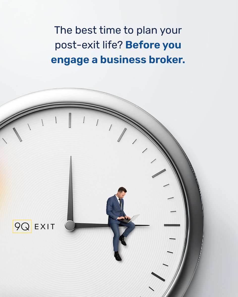 9Qexit's tweet image. The best time to plan your post-exit life? Before you engage a business broker.

Once sales start, it accelerates rapidly. Start now: What would you do if you could never start another business? What childhood interests still spark joy?

#NextChapter #ExitPlanning #9QExitHoldings