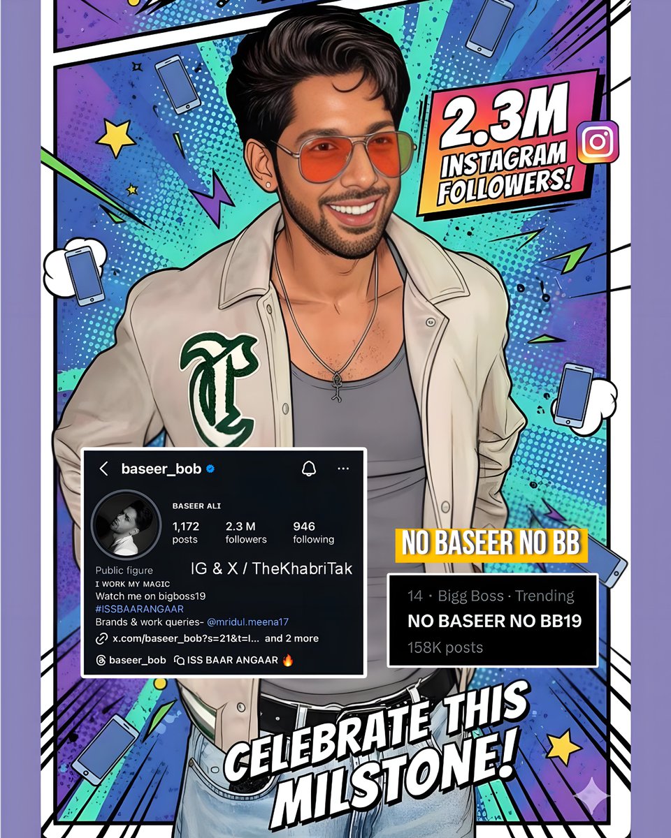 Latest : NO BASEER NO BB19 trends as fans continue to demands #BaseerAli's RE-ENTRY 🔥🚀

#BaseerBob got the maximum followers gain as he completes 2.3M ✅

Comment - Your Opinion 
#BiggBoss #BiggBoss19 

Join - <a href="/TheKhabriTak/">The Khabri Tak</a> for more