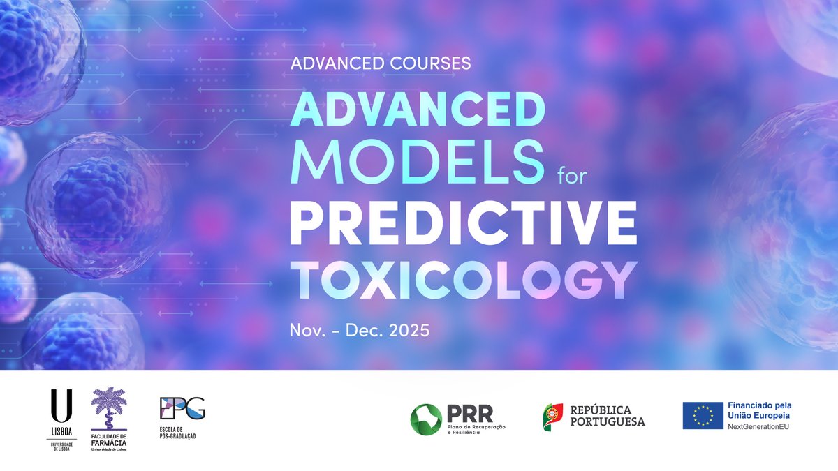 facfarmaciaUL's tweet image. Applications open for Advanced Training in Predictive Toxicology.
🎯 Learn 3D models, organoids, organ-on-a-chip, zebrafish, iPSCs &amp;amp; computational tools.
📅 Nov 25–Dec 19 | ⏱️ 40h
🔗 More info &amp;amp; registration: ff.ulisboa.pt/advanced-train…

#PredictiveToxicology #AdvancedTraining #FFUL