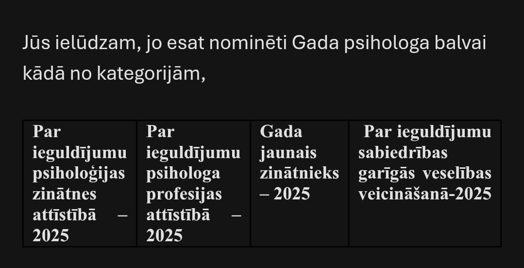 Šī ir tāda patīkama ziņa ko saņemt trešdienas vakarā.