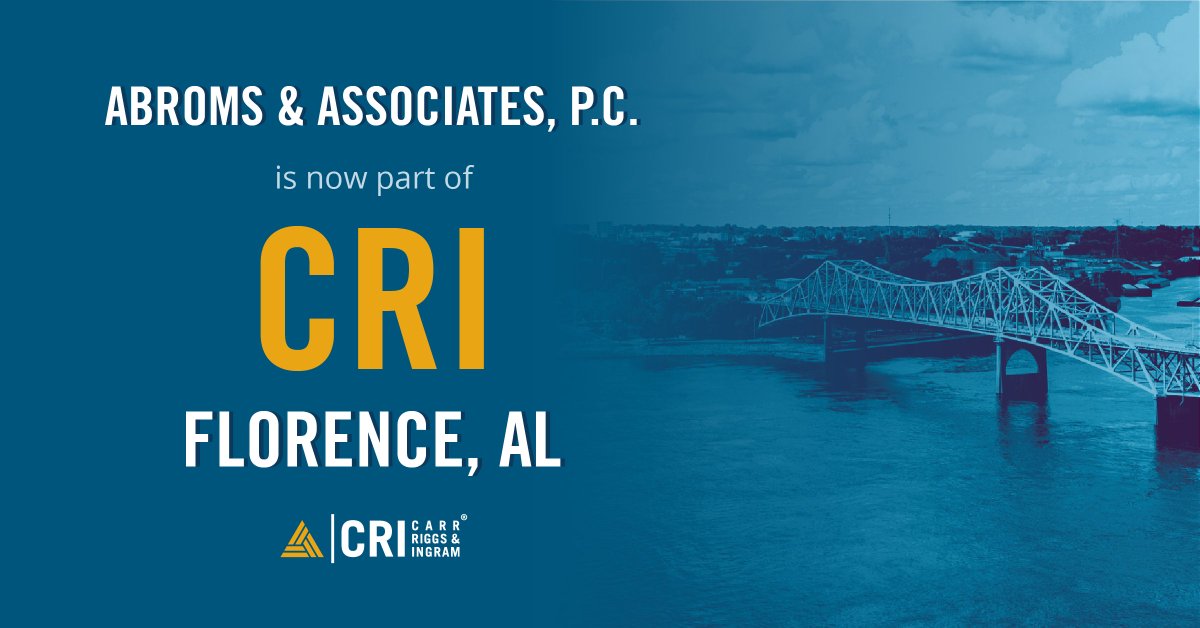 We’re excited to share that CRI has merged with Abroms &amp; Associates, PC! This partnership expands our expertise and strengthens our commitment to delivering exceptional service to clients across the region. Welcome to the CRI family!

🔗 criadv.com/news/top-25-fi…
