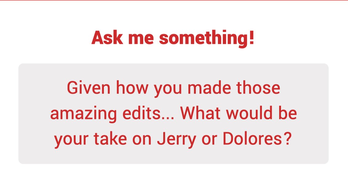 Thank you sm!! AAAA <3 My next edit will be Dolores! Not sure when she'll be done though. I think I'll try to stay close to the current canon image we have of her.