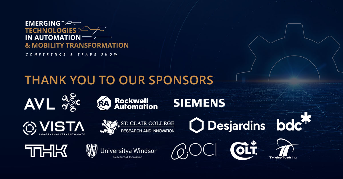_investwe's tweet image. A big thank you to the #EmergingTech2025 #MobilityTransformation sponsors AVL, @ROKAutomation, @SiemensCanada, @StClairCollege, @VistaTweets, @UWinResearch, Desjardins, @bdc_ca, @OCInnovation, @THKAmericaInc, Colt Canada and @TrinityTechInc.
#WindsorEssex #Ontario #conference…