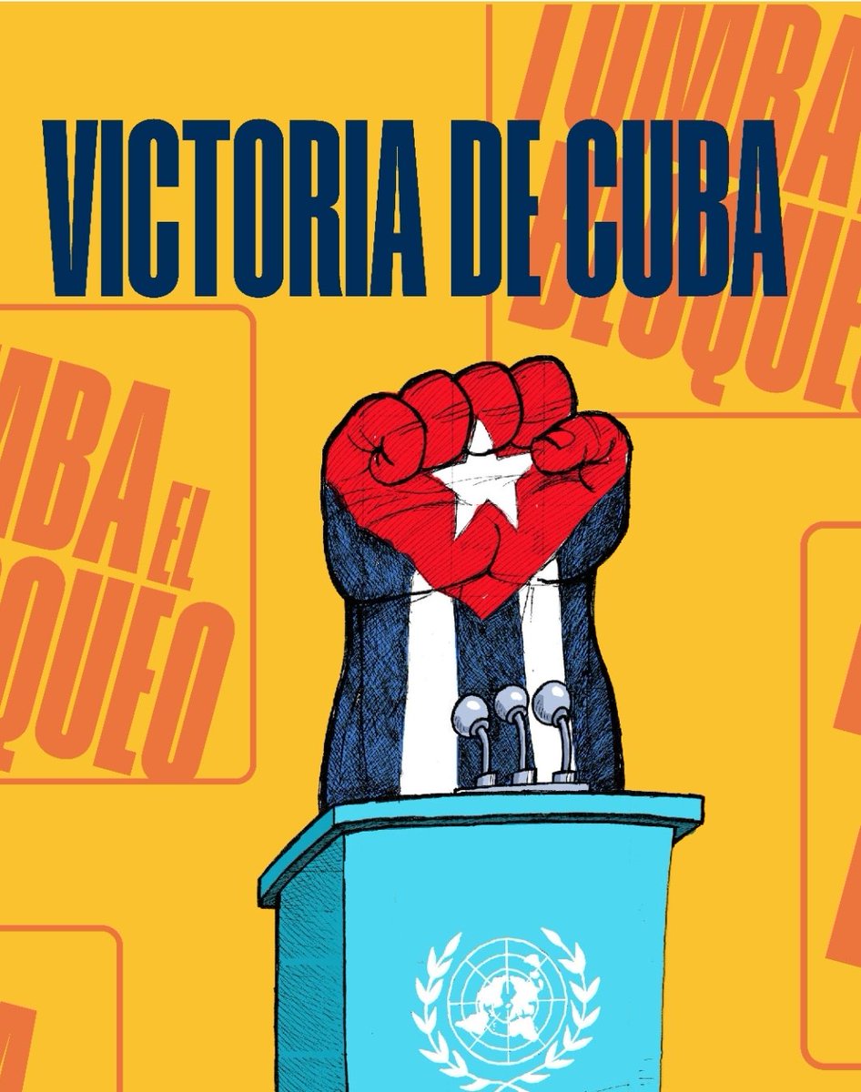 La abrumadora votación contra el bloqueo es un tributo a la dignidad y resistencia de #Cuba. Como dijera nuestro Canciller <a href="/BrunoRguezP/">Bruno Rodríguez P</a>, es una muestra de la estatura moral que defiende nuestra Revolución. Seguimos firmes con la verdad. #TumbaElBloqueo