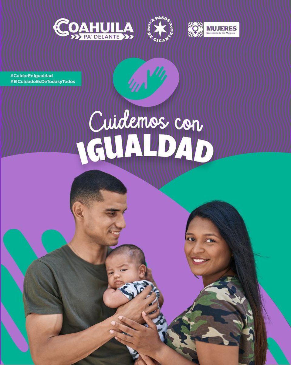 Toda persona tiene derecho a cuidar, a ser cuidada y a cuidarse. Es un derecho humano, ¿Sabías que el 70% del tiempo de cuidado no remunerado lo ponen las mujeres?
Esto tiene que cambiar. Súmate a #CuidarEnIgualdad #ElCuidadoEsDeTodasyTodos

#CoahuilaPaDelante #APasosDeGigante