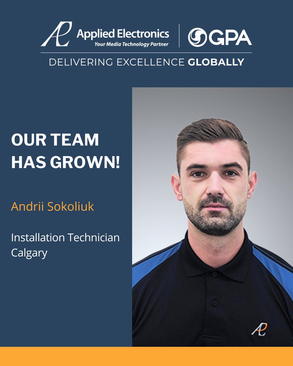 Applied_tweets's tweet image. We’re excited to welcome Andrii Sokoliuk to our Calgary team as an Installation Technician! 🎉Join us in giving Andrii a warm welcome to the Applied Electronics family! 👏

#AppliedElectronics #Welcome #TeamCalgary
