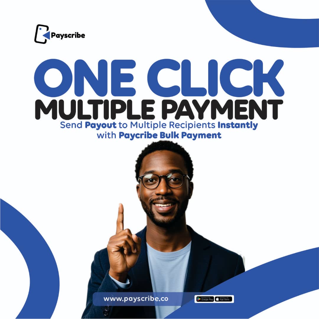 TryPayscribe's tweet photo. One click. Multiple payments.
Whether you’re paying staff, vendors, or partners Payscribe Bulk Payment makes it effortless.
Send payouts to multiple recipients instantly, securely, and stress-free.
Try it today at https://t.co/7WL2hVE9pm
#trypayscribe #bulkpayment #Startup https://t.co/Xrw3vZqr1o