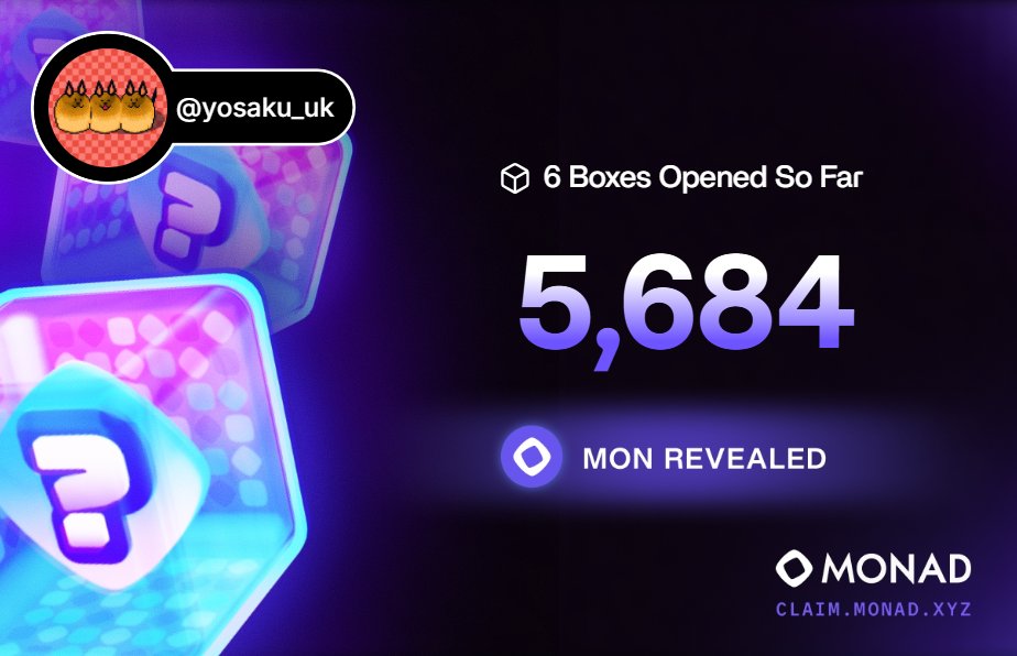 MONAD BOXES 🎁 
二日目は初日のおよそ４分の１でした😂