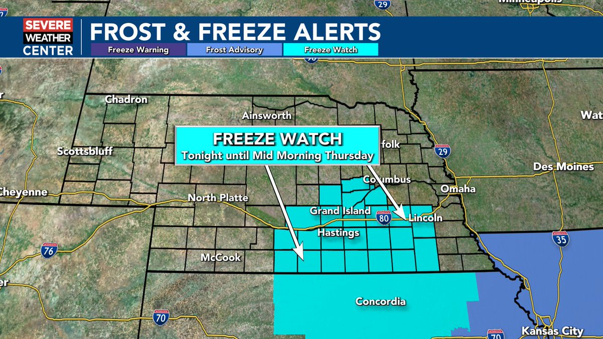 BradAnderson_WX's tweet photo. Freeze Watch from late Wednesday night until mid morning Thursday. https://t.co/si5eBGtVi0