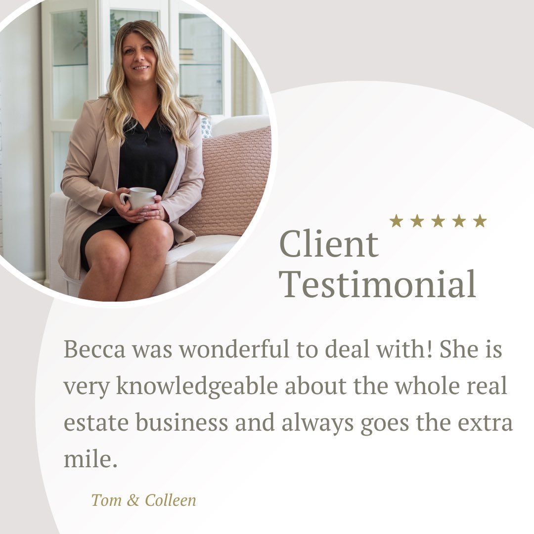 🌟 CLIENT REVIEW 🌟

Getting feedback like this makes my day. 💛

Becca Duiker | ReMax Preferred Choice 
Proudly serving Spruce Grove and Area since 2016
780-920-0594
buywithbecca.ca