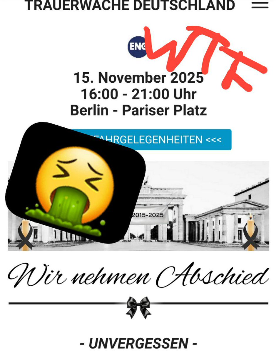 wtf! wie ekelhaft ist das? sie gedenken #b1511 "der opfer seit 2015". 2015 ja die grosse katastrophe in fascho-denke 🙈 sie gedenken nicht feminziden, coronatoten, opfern von wohnungslosen-hass oder polizeigewalt.
zum glück immer leichtes ziel sowas.
⚠️
trauerwachedeutschland.de ⚠️