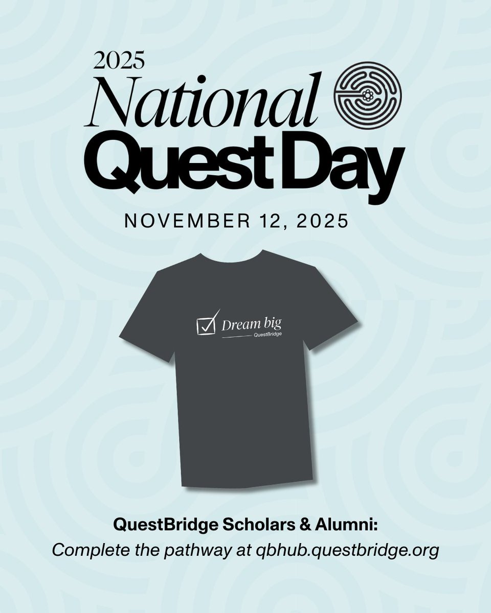 QuestBridge's tweet image. Almost 500 QB Scholars &amp;amp; Alumni have already taken time to celebrate their stories and accomplishments through the Reflecting on Your Journey pathway! Complete the pathway by November 12, and you&apos;ll be entered into our Dream Big t-shirt giveaway → qbhub.questbridge.org