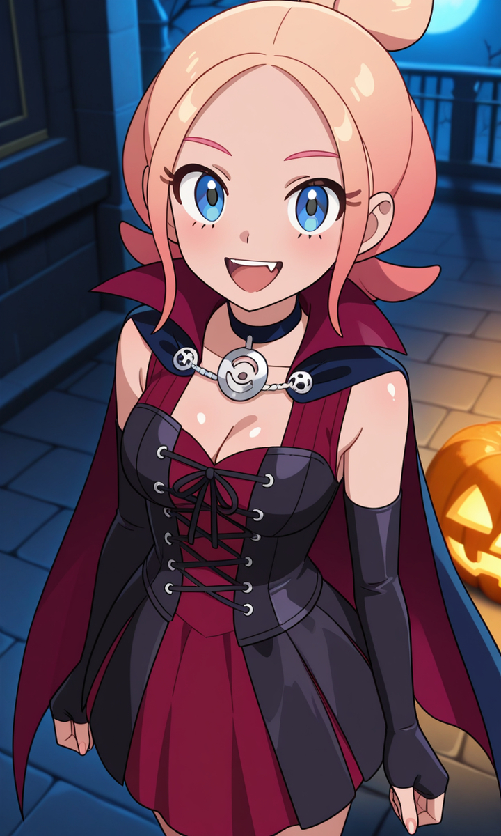 YolandatheVamp's tweet photo. (Trainer Tauine 'Vampire') by Qyn
https://t.co/7CtquKgj4I
#cape #cloak #AIart #blueeyes #vampire #blonde #mediumbreasts #skirt #nails #fangs #tongue #detachedsleeves #corset #collar #choaker #pokemon #pokemonZA #pokemontrainer #Taunie #shorthair https://t.co/28nx33rU2A