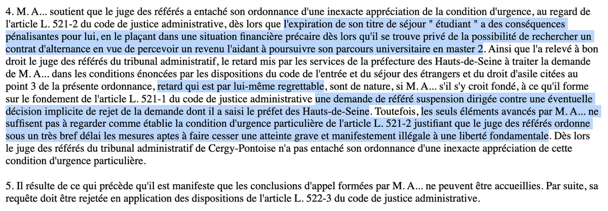 Droit des étrangers : Le <a href="/Conseil_Etat/">Conseil d'État</a> juge que le retard d'une préfecture pour traiter une demande de renouvellement d'un titre de séjour est certes « regrettable ».

Mais ne crée pas d'«urgence particulière» en référé-liberté.

Sauf spécificité, mieux vaut un référé-suspension.